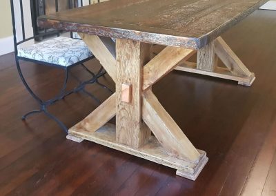 Antique and natural oak reclaimed farmhouse dining table traditional woodwork