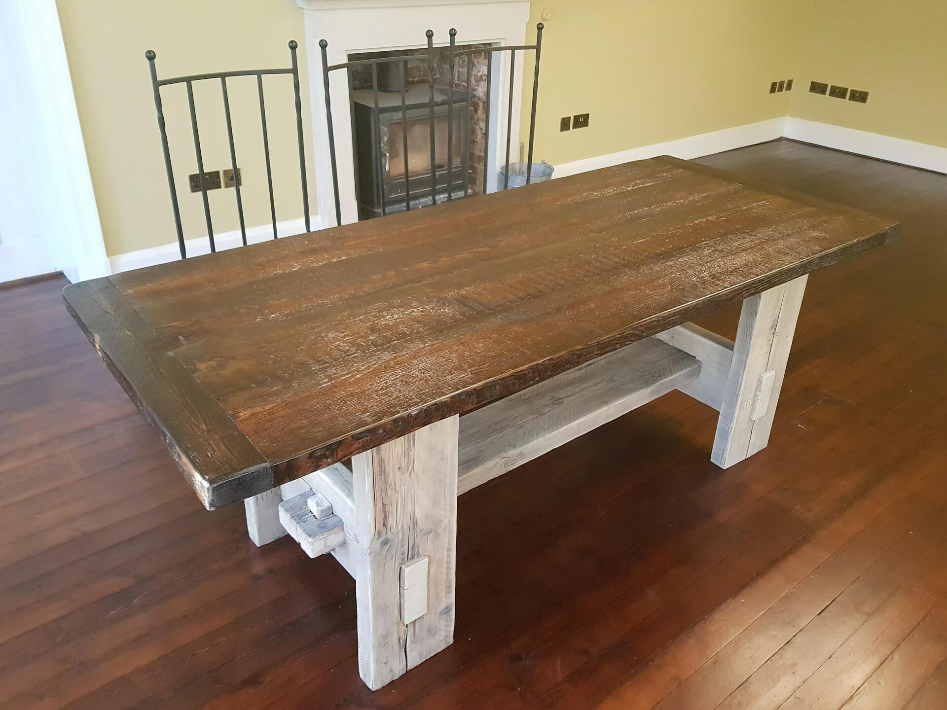 Antique natural oak dining table