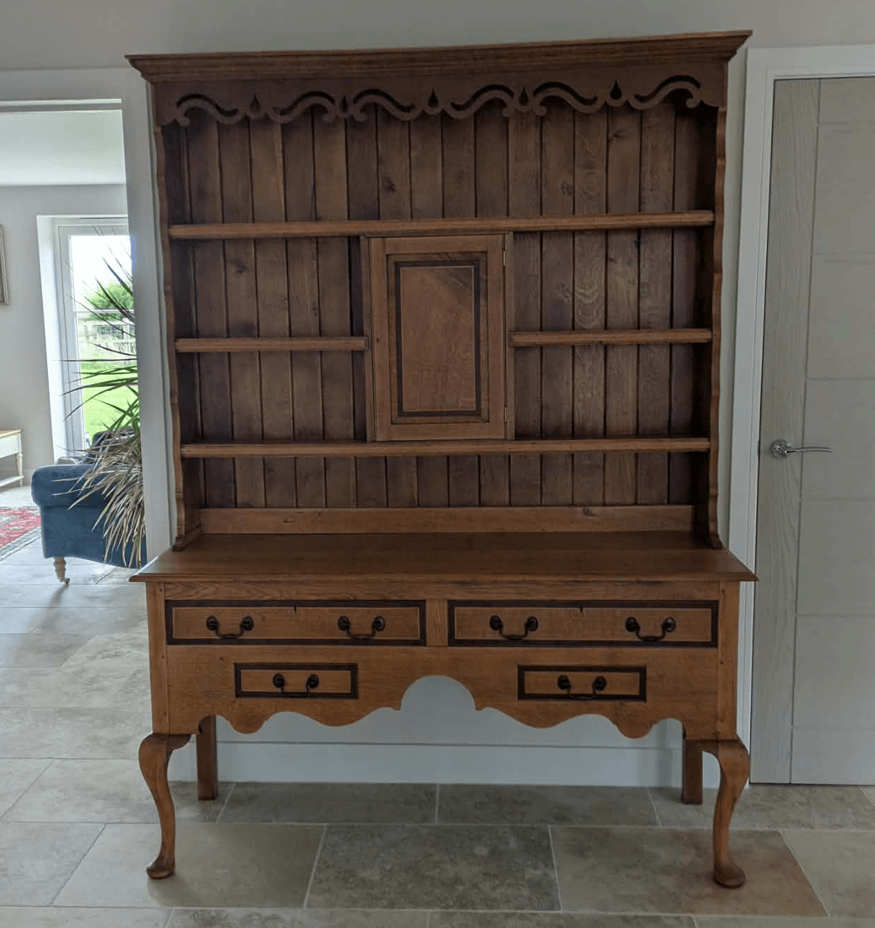 Oak dresser display cabinet , lightened oak furniture