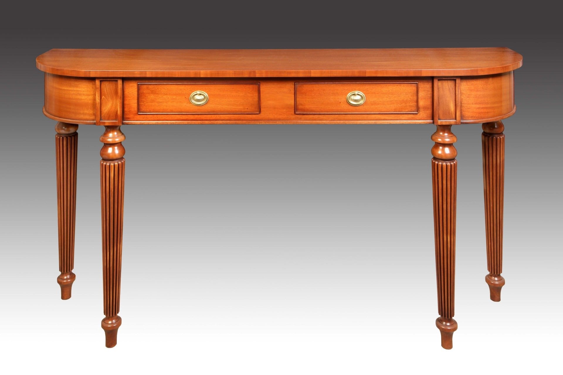 Bespoke french polished mahogany console table, desk, fine furniture maker